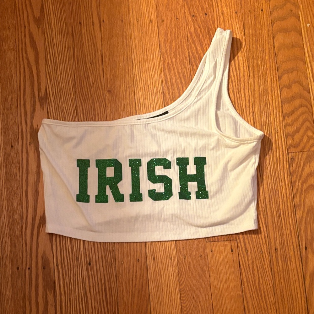 Notre Dame Fighting Irish Tailgate Sparkly Custom One Shoulder Tank